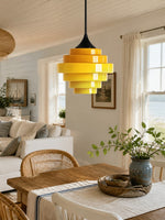 Load image into Gallery viewer, Sanenos Gradient Glass Pendant Light - Retro Geometric Design with Adjustable Downrod