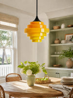 Load image into Gallery viewer, Sanenos Gradient Glass Pendant Light - Retro Geometric Design with Adjustable Downrod
