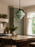 Load image into Gallery viewer, Sanenos Gradient Glass Pendant Light - Retro Geometric Design with Adjustable Downrod