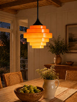 Load image into Gallery viewer, Sanenos Gradient Glass Pendant Light - Retro Geometric Design with Adjustable Downrod