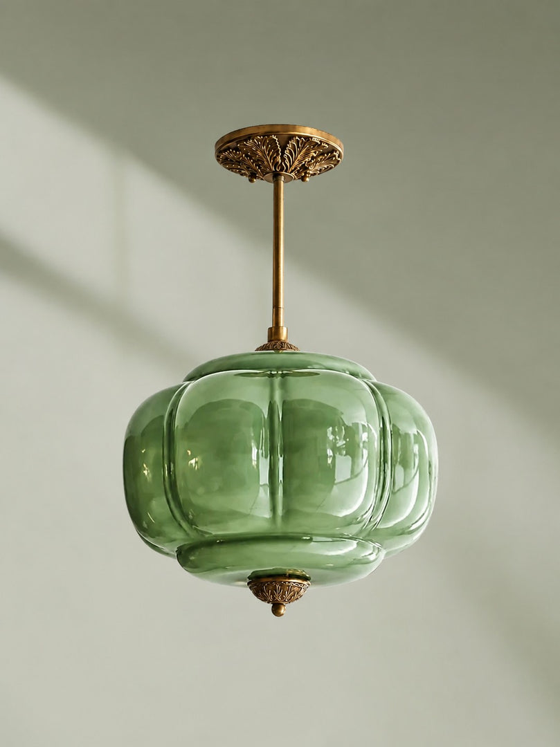 Eloise Scallop Vintage Milk Glass Semi Flush Mount Pendant Light