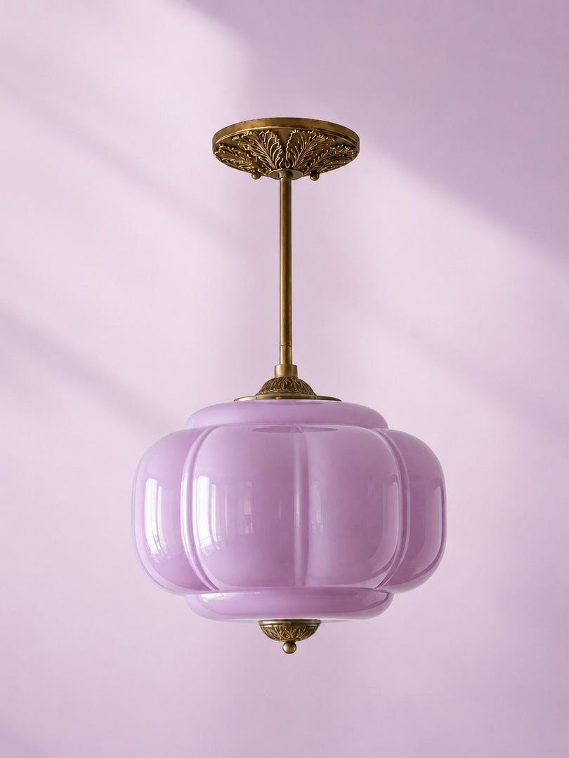 Eloise Scallop Vintage Milk Glass Semi Flush Mount Pendant Light