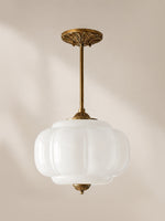 Load image into Gallery viewer, Eloise Scallop Vintage Milk Glass Semi Flush Mount Pendant Light