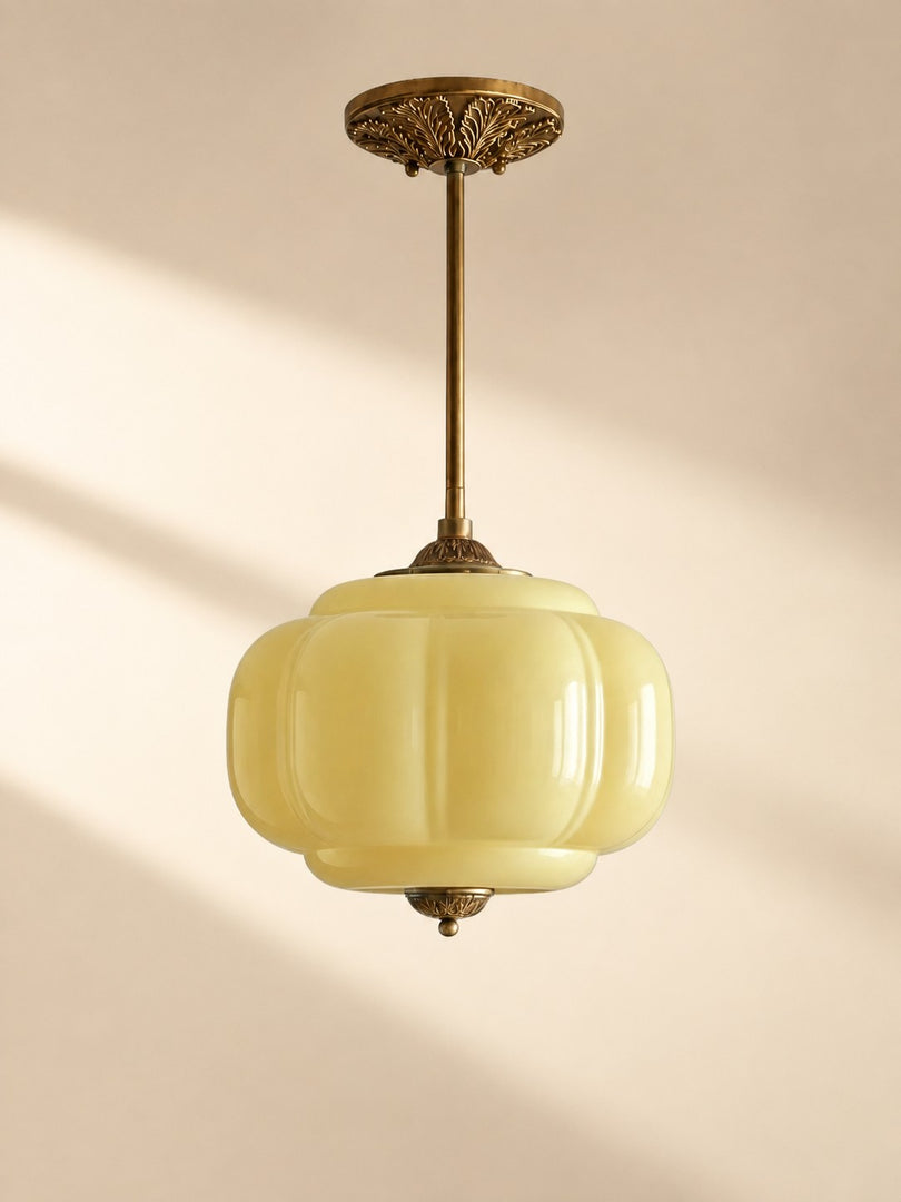 Eloise Scallop Vintage Milk Glass Semi Flush Mount Pendant Light