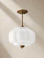 Load image into Gallery viewer, Eloise Scallop Vintage Milk Glass Semi Flush Mount Pendant Light