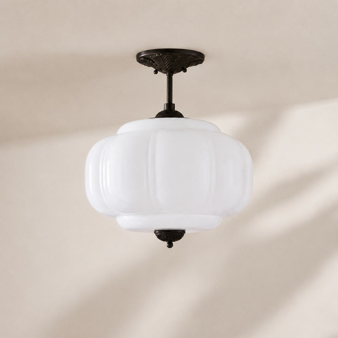 Eloise Vintage inspiriertes gewelltes Milchglas-Anhänger - modernes Akzentlicht für Küche und Schlafzimmer