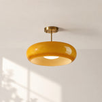 Bild in Gallery-Viewer laden, Retro Messing Bauhaus Glas Scheiben Deckenlampe