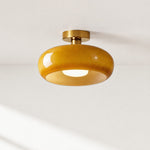 Bild in Gallery-Viewer laden, Retro Messing Bauhaus Glas Scheiben Deckenlampe
