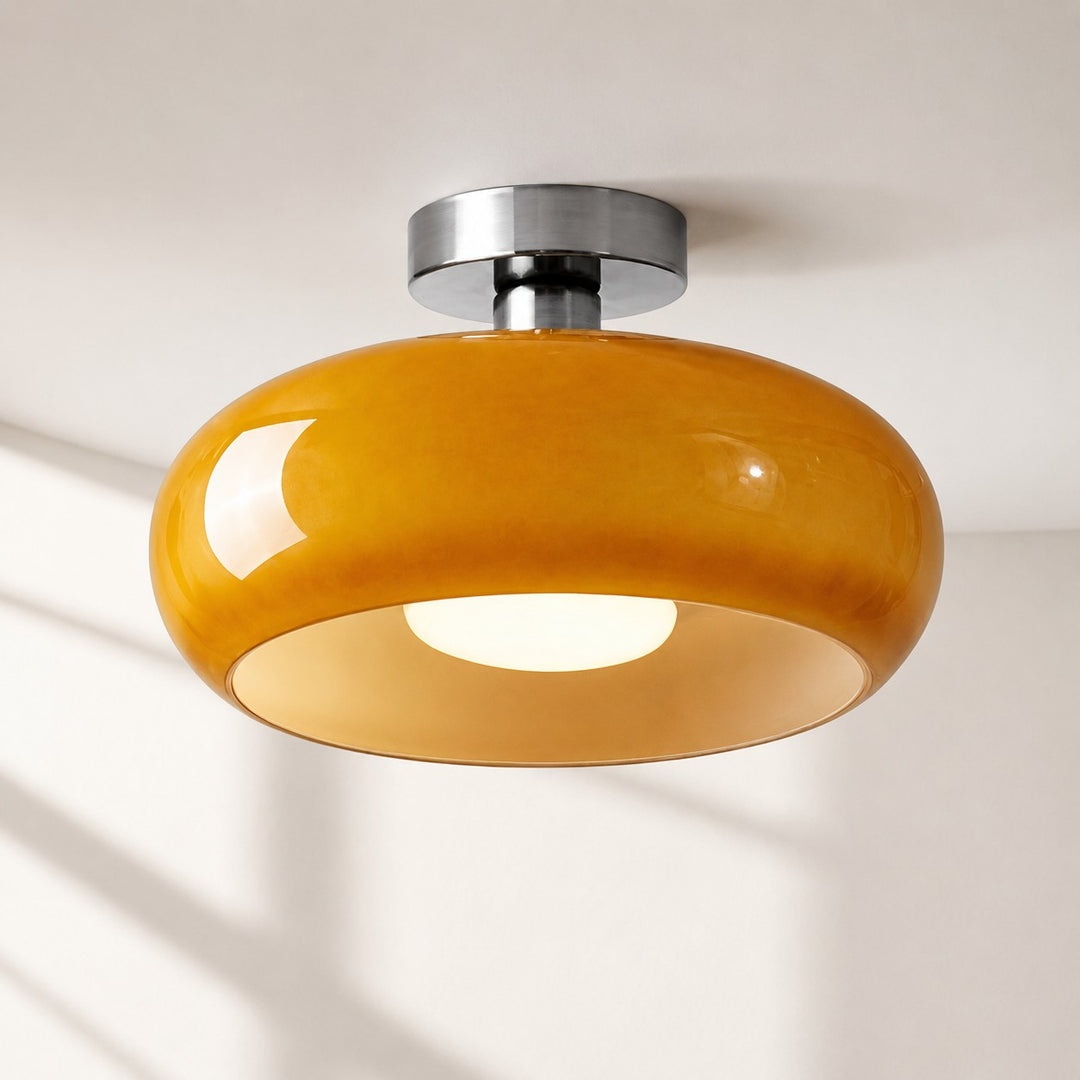 Retro Messing Bauhaus Glas Scheiben Deckenlampe