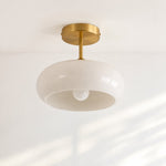 Bild in Gallery-Viewer laden, Retro Messing Bauhaus Glas Scheiben Deckenlampe