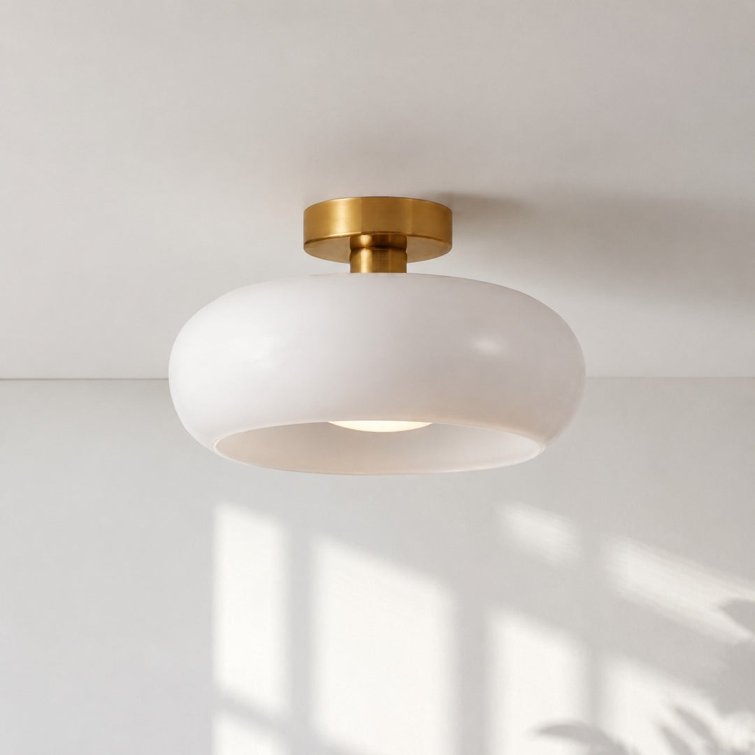 Retro Messing Bauhaus Glas Scheiben Deckenlampe