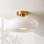 Bild in Gallery-Viewer laden, Retro Messing Bauhaus Glas Scheiben Deckenlampe