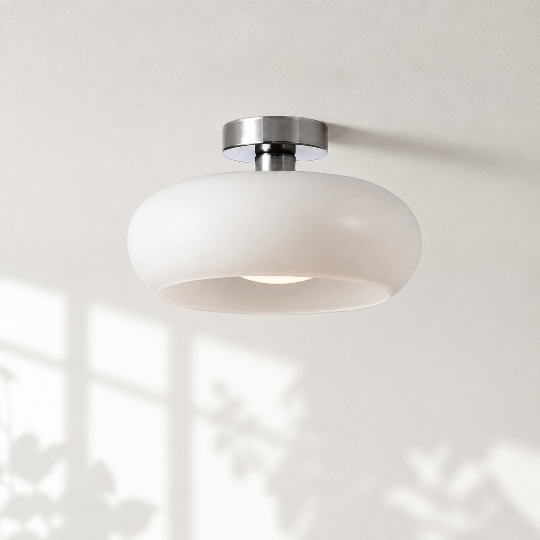 Retro Messing Bauhaus Glas Scheiben Deckenlampe