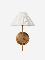 Bild in Gallery-Viewer laden, Blossine Wandleuchte aus Bronze mit Leinenschirm – klassische, plissierte Stoffwandleuchte für Schlafzimmer und Flur