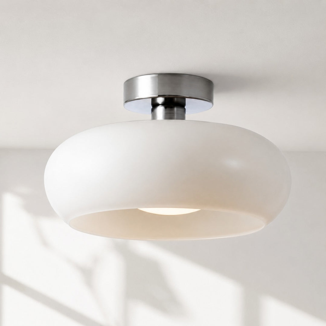 Retro Messing Bauhaus Glas Scheiben Deckenlampe