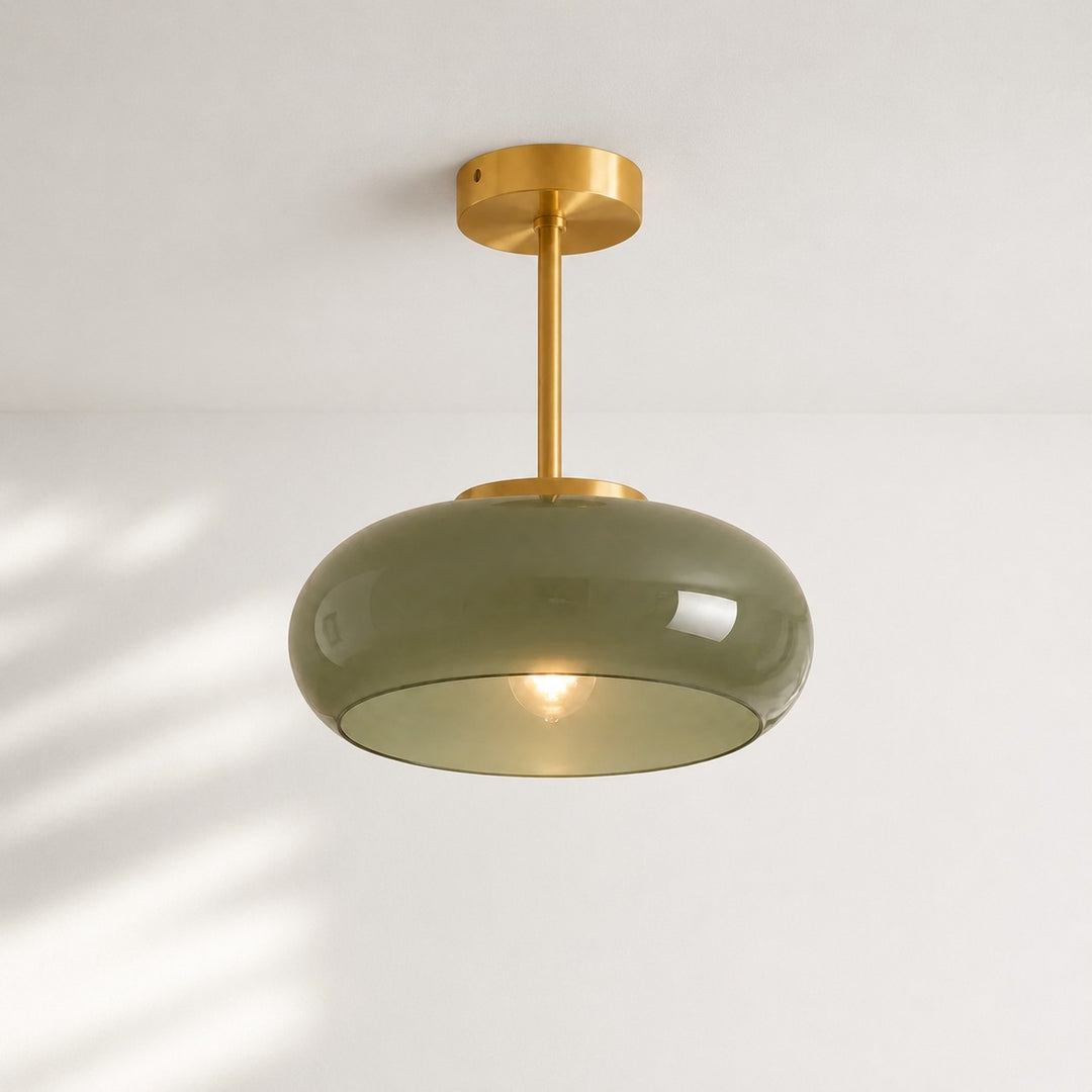 Retro Messing Bauhaus Glas Scheiben Deckenlampe