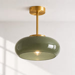 Bild in Gallery-Viewer laden, Retro Messing Bauhaus Glas Scheiben Deckenlampe