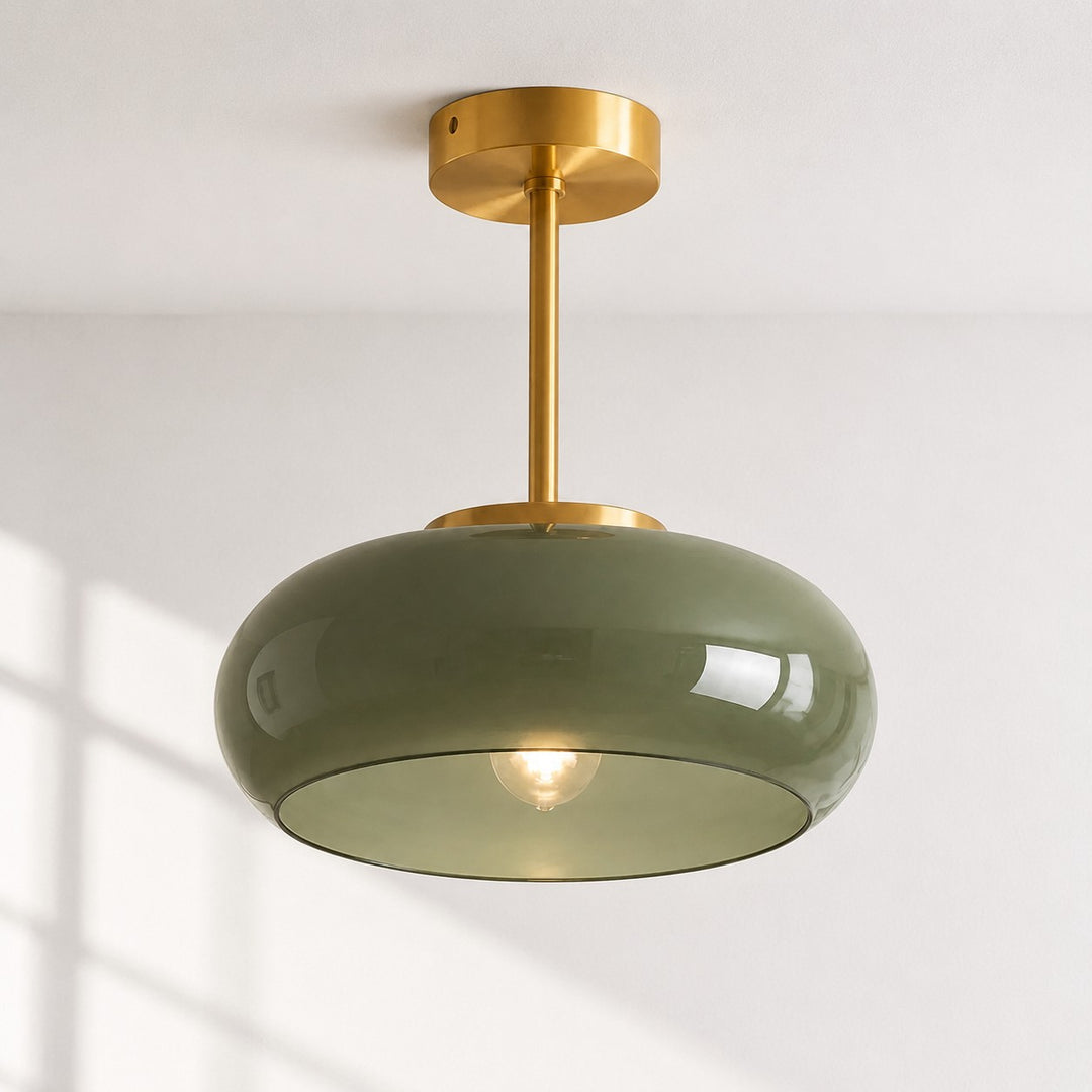 Retro Messing Bauhaus Glas Scheiben Deckenlampe