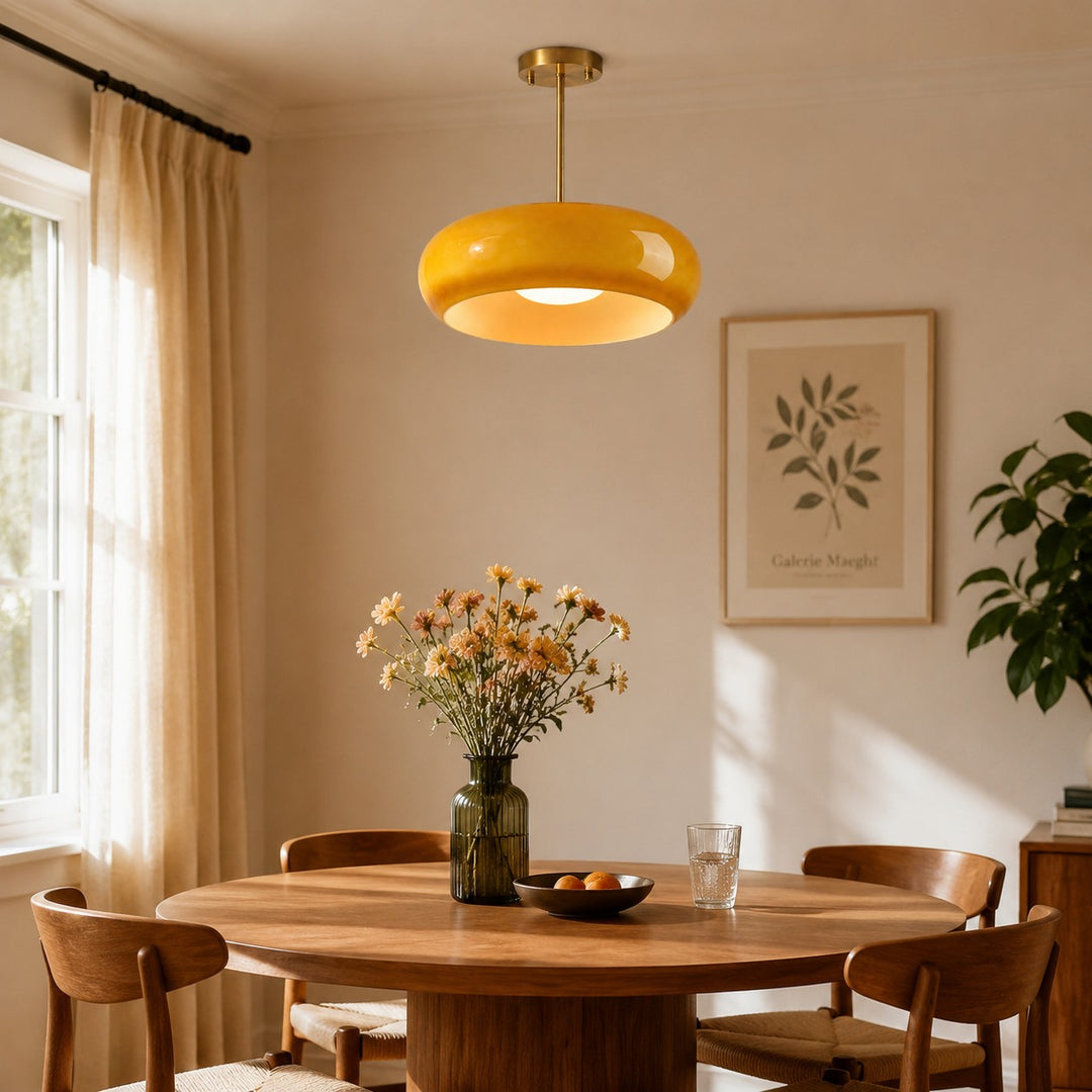 Retro Messing Bauhaus Glas Scheiben Deckenlampe