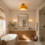 Bild in Gallery-Viewer laden, Retro Messing Bauhaus Glas Scheiben Deckenlampe