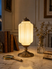 Eloise Scallop Glass Shade Vintage-Inspired Table Lamp for Bedroom and Living Room Accent Lighting
