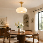 Bild in Gallery-Viewer laden, Retro Messing Bauhaus Glas Scheiben Deckenlampe