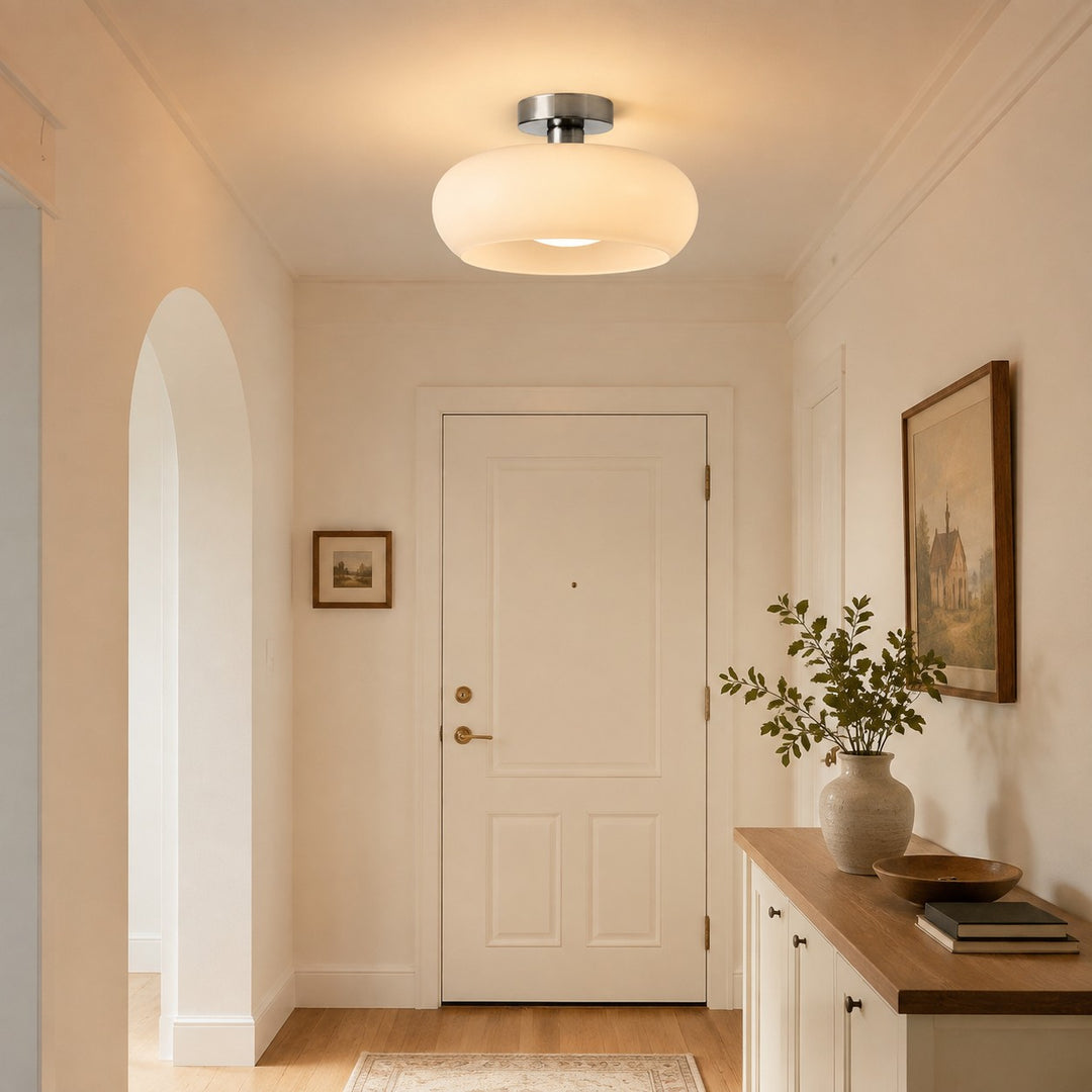 Retro Messing Bauhaus Glas Scheiben Deckenlampe