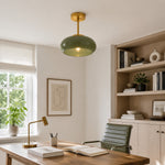 Bild in Gallery-Viewer laden, Retro Messing Bauhaus Glas Scheiben Deckenlampe