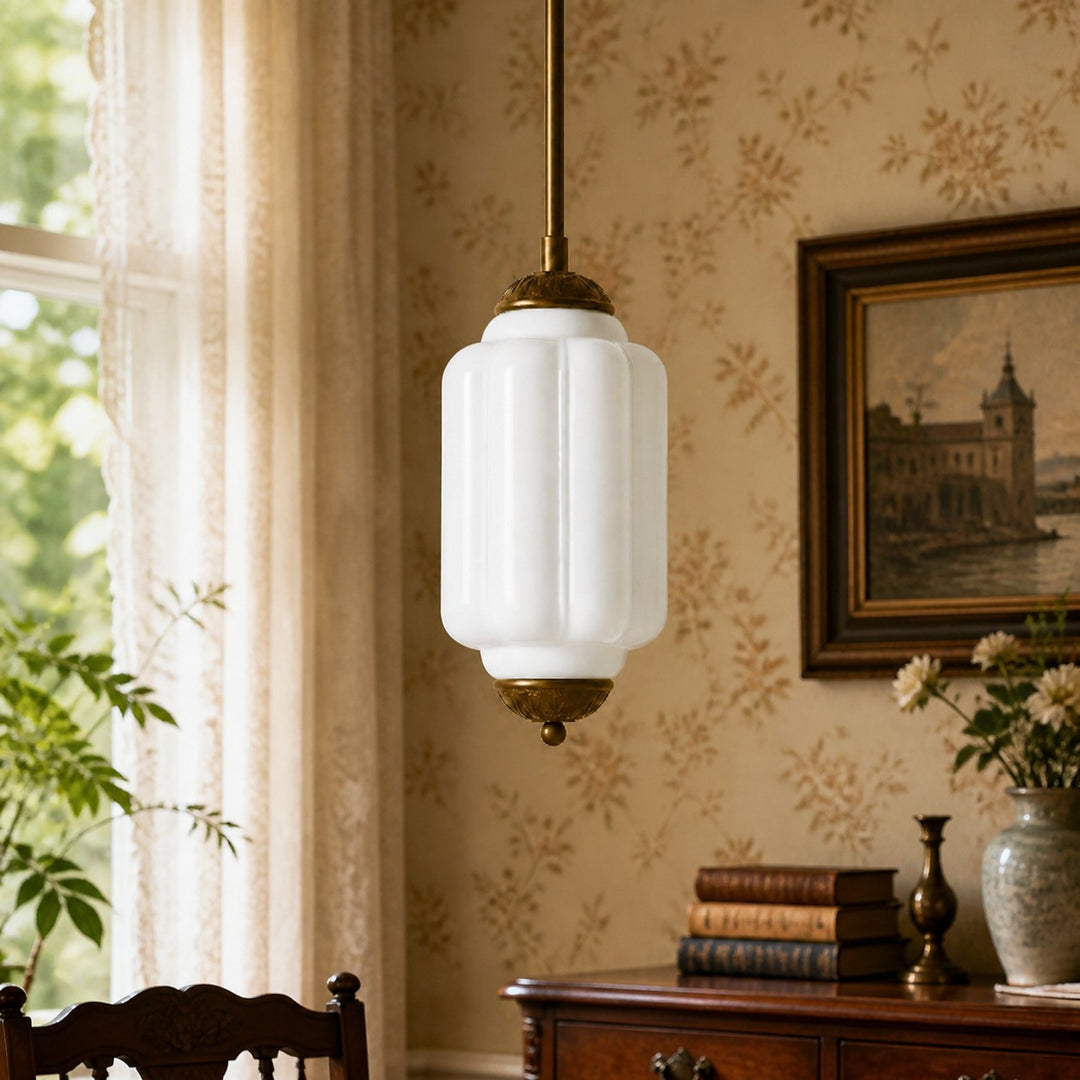 Eloise Vintage inspiriertes gewelltes Milchglas-Anhänger - modernes Akzentlicht für Küche und Schlafzimmer