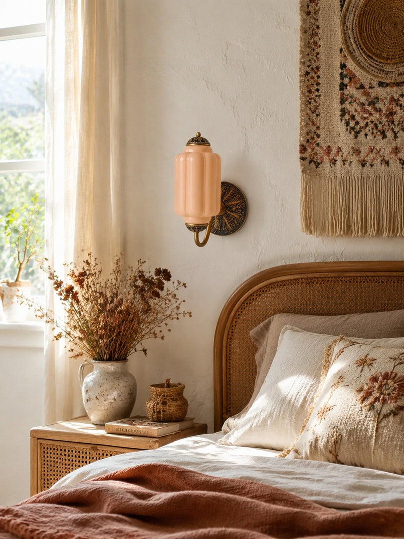 Vintage Milchglas Wandleuchte Nachttisch Flur Eloise Wandleuchte