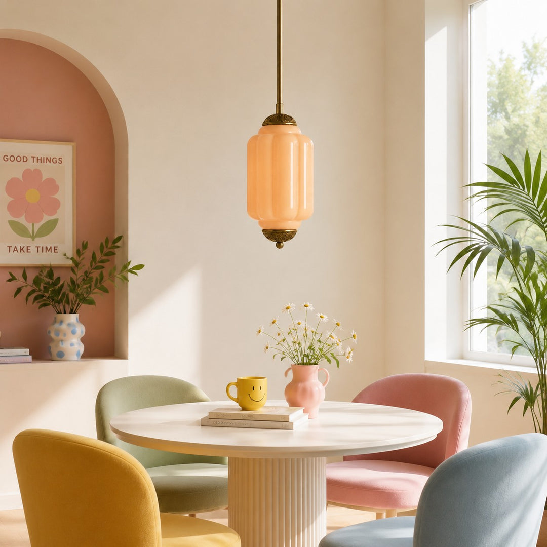 Eloise Vintage inspiriertes gewelltes Milchglas-Anhänger - modernes Akzentlicht für Küche und Schlafzimmer