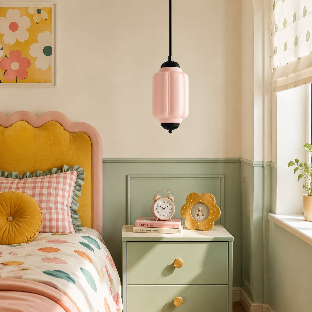 Eloise Vintage inspiriertes gewelltes Milchglas-Anhänger - modernes Akzentlicht für Küche und Schlafzimmer