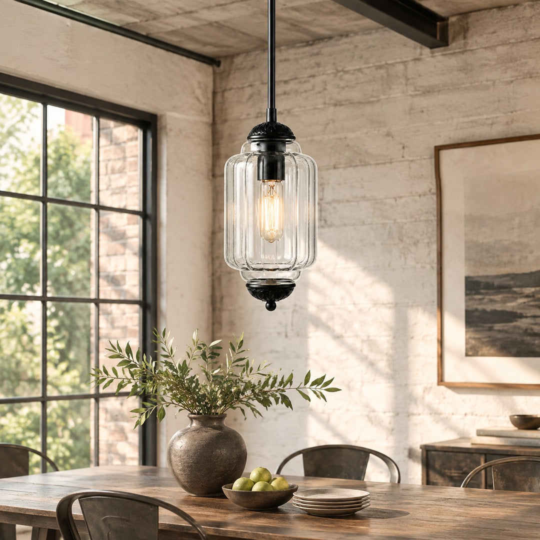 Eloise Vintage inspiriertes gewelltes Milchglas-Anhänger - modernes Akzentlicht für Küche und Schlafzimmer