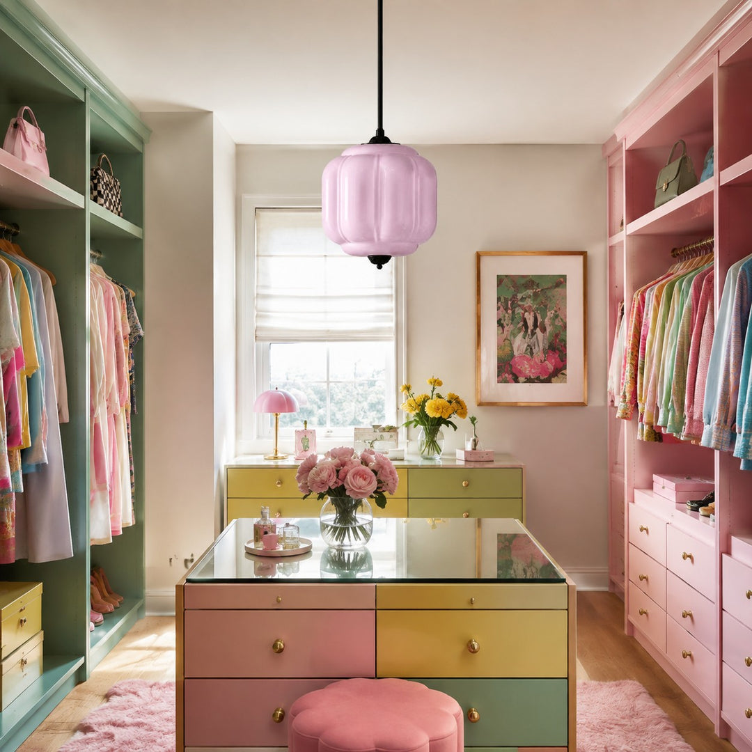 Eloise Vintage inspiriertes gewelltes Milchglas-Anhänger - modernes Akzentlicht für Küche und Schlafzimmer