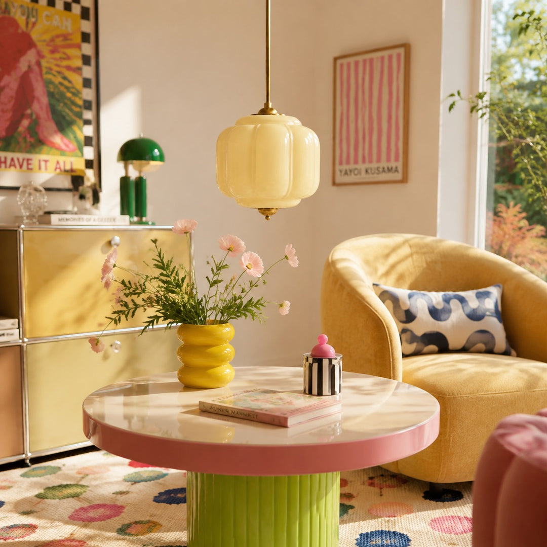 Eloise Vintage inspiriertes gewelltes Milchglas-Anhänger - modernes Akzentlicht für Küche und Schlafzimmer