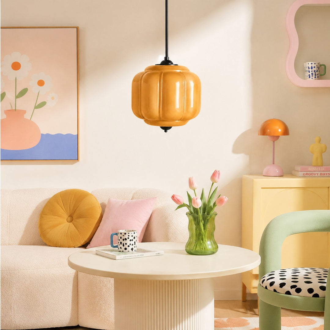 Eloise Vintage inspiriertes gewelltes Milchglas-Anhänger - modernes Akzentlicht für Küche und Schlafzimmer