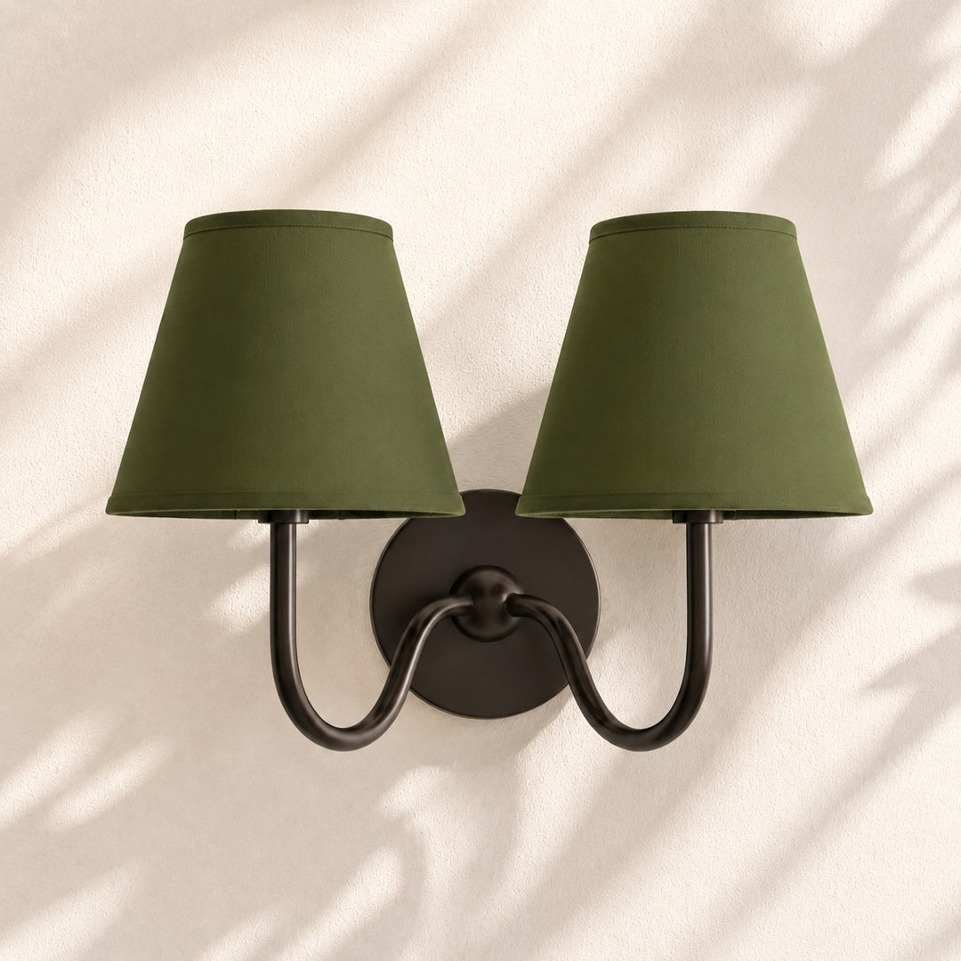 Applique murale en tissu Luvora avec abat-jour tambour - Applique plissée classique