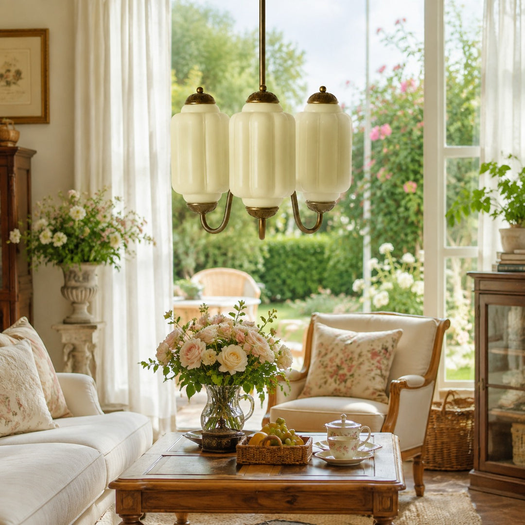 Eloise Vintage inspiriertes gewelltes Milchglas-Anhänger - modernes Akzentlicht für Küche und Schlafzimmer