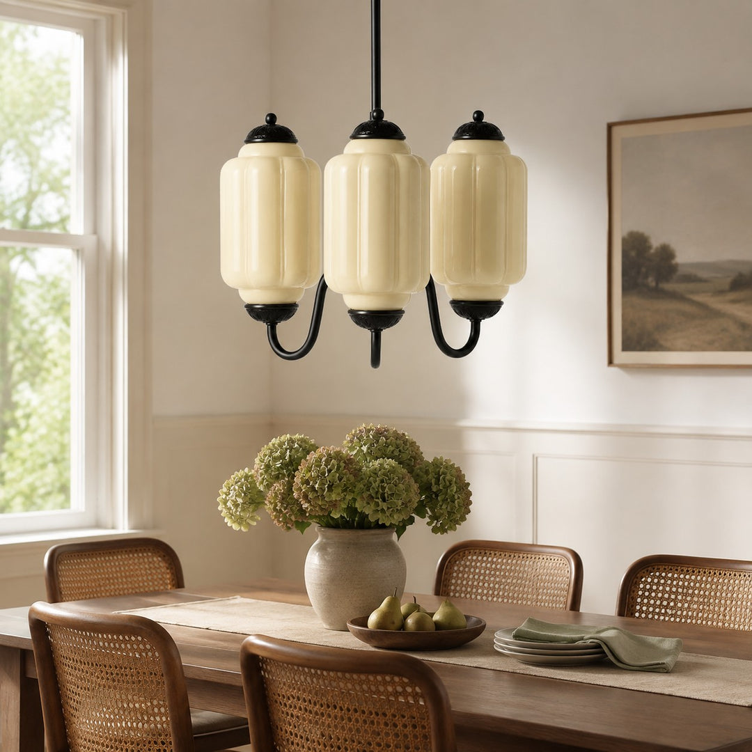 Eloise Vintage inspiriertes gewelltes Milchglas-Anhänger - modernes Akzentlicht für Küche und Schlafzimmer