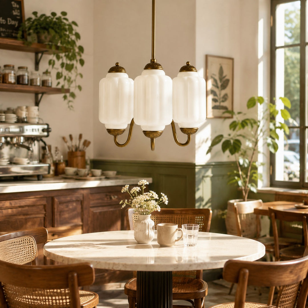 Eloise Vintage inspiriertes gewelltes Milchglas-Anhänger - modernes Akzentlicht für Küche und Schlafzimmer