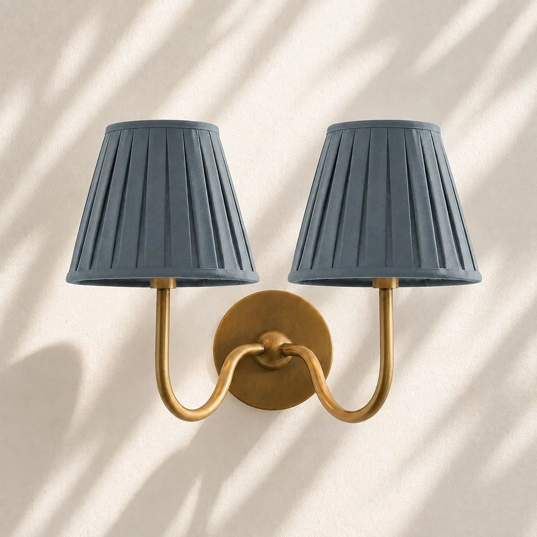 Aplique de pared Luvora con pantalla de tela y pantalla de tambor - Aplique plisado clásico
