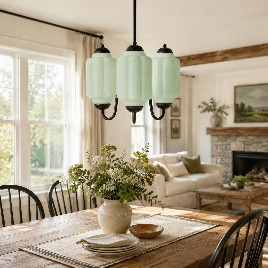 Eloise Vintage inspiriertes gewelltes Milchglas-Anhänger - modernes Akzentlicht für Küche und Schlafzimmer