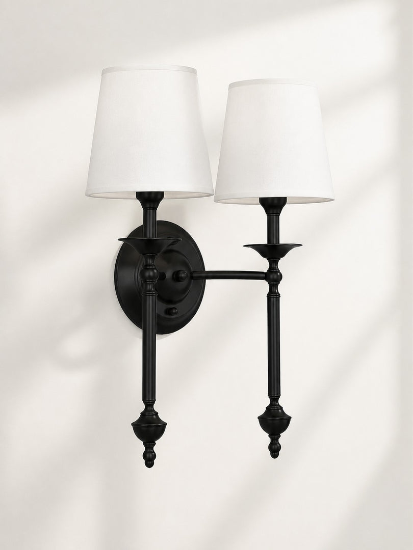Aplique de pared con pantalla de tela Rowan en cobre antiguo: lámpara vintage de lujo para interiores 