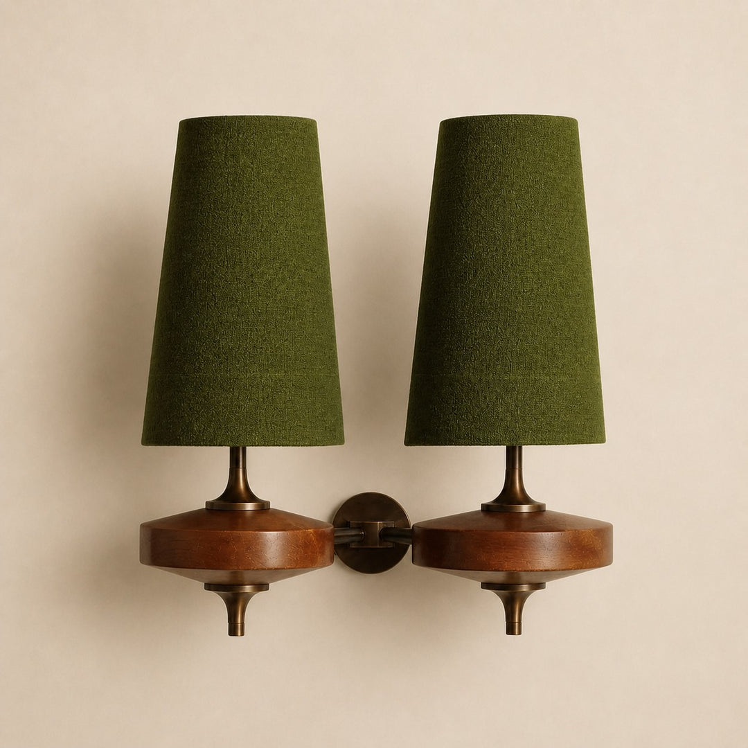 Aplique de pared Rowan Retro con pantalla de tela: iluminación clásica de tela para el dormitorio