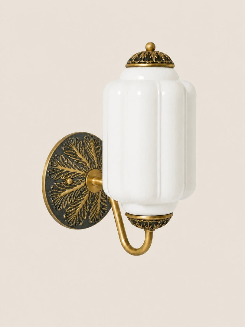 Eloise Vintage Scalloped Milk Glass Wall Sconce - Modern Accent Lighting for Bathroom and Bedroom