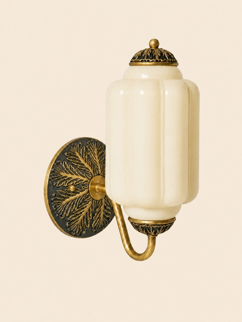 Eloise Vintage Scalloped Milk Glass Wall Sconce - Modern Accent Lighting for Bathroom and Bedroom