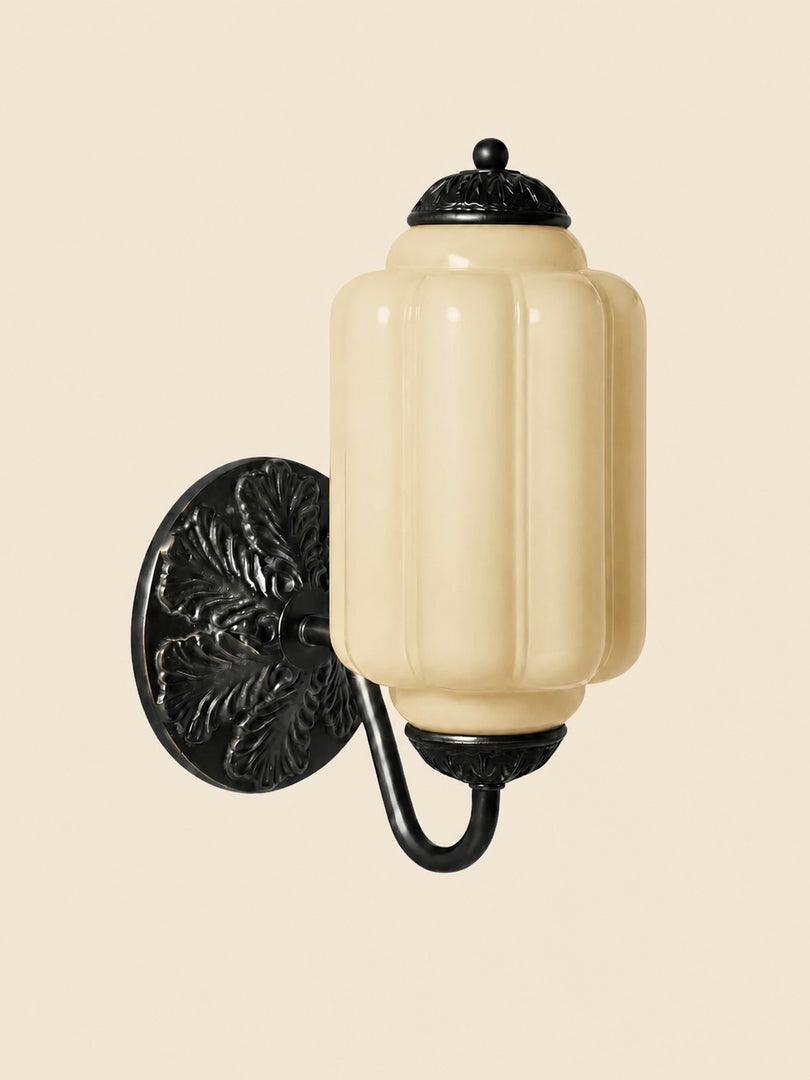 Eloise Vintage Scalloped Milk Glass Wall Sconce - Modern Accent Lighting for Bathroom and Bedroom