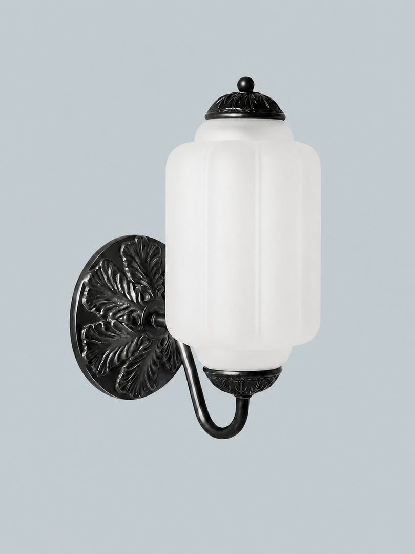 Eloise Vintage Scalloped Milk Glass Wall Sconce - Modern Accent Lighting for Bathroom and Bedroom