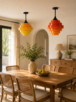 Load image into Gallery viewer, Sanenos Gradient Glass Pendant Light - Retro Geometric Design with Adjustable Downrod