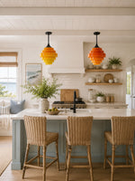 Load image into Gallery viewer, Sanenos Gradient Glass Pendant Light - Retro Geometric Design with Adjustable Downrod
